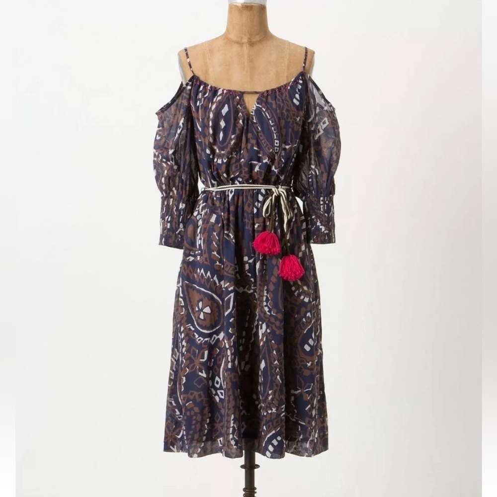 Anthropology Vanessa Virginia Cold Shoulder Cotton Convivial Midi Dress size 6